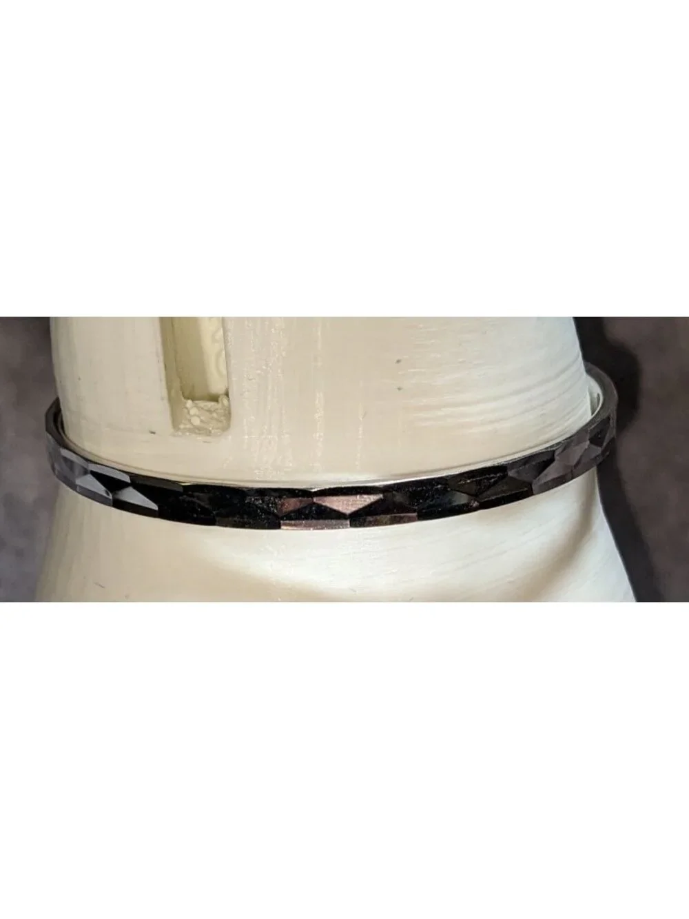 Mod Geometric Vintage Monet Silver Tone Faceted Cuff Bracelet